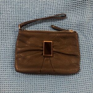 Elegant Audrey Brooke Black Leather Clutch